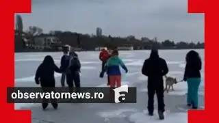 ANIMAŢIE. Lacurile îngheţate, pericol mortal. Gheaţa este tot mai subţire în centru