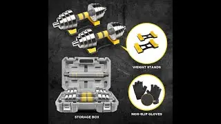 PHOEROS Adjustable Dumbbell Set LBS weights set, Dumbbell Barbell 3 in 1, Steel Dumbbells Pair