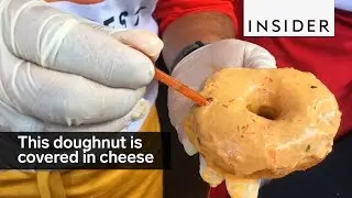 This doughnut is covered in cheese instead of frosting