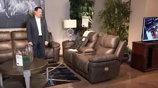 Erlangen Midnight Power Reclining Loveseat with Adjustable Headrest from Signature design by Ashley