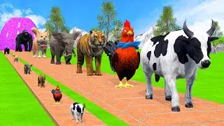 Long Slide Game With Cow Elephant Gorilla Hippopotamus Tiger 3d Animal Game Funny 3d Animals