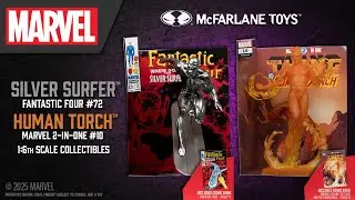 NEW Marvel&trade; Silver Surfer&trade; & Human Torch&trade; 1/6th Scale Collectibles w/Comic | Action Figure Showcase