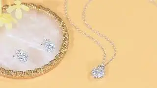 Queen Luxurious 925 Silver CZ Flower Crown Pendant & Earrings Set