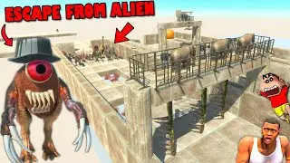 ESCAPE FROM ALIEN in Animal Revolt Battle Simulator | LAST SURVIVOR with SHINCHAN and CHOP