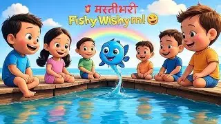 🐟 Fishy Wishy Poem | One Two Three Four Five | Hindi English Mix Kids Rhyme | Funny Cartoon Song