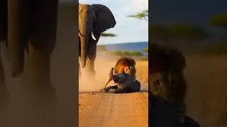 Can the elephant protect its calf from the sudden river danger #animals #savanna #protection