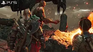 Kratos Meets Surtr Scene & Double Soul Eater Boss Fight - God Of War Ragnarok PS5