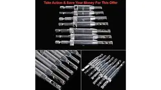 Top 7Pcs/Set Self Centering Door Window Hinge Twist Wood Drill Bit Hole Puncher