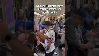 Let&rsquo;s go Rodgers! Fans cheering on the Los Angeles Metro B Line subway #parade World Series Champion