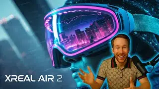 Close up of XREAL Air 2 virtual reality glasses: Designed like sunglasses, screen inside the lenses