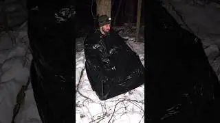 Emergency heated garbage bag shelter