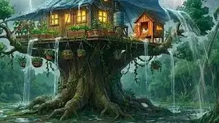 [ASMR] A rainy day spent quietly in our tree house | Ghibli style video 