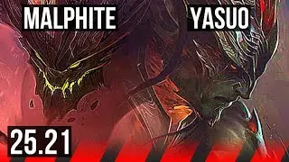 MALPHITE vs YASUO (TOP) | 9/1/19, 2000+ games, Dominating | KR Master | 25.21