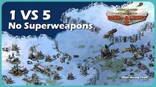 Red alert 2 | Map - Bering Strait | 1vs5 No SUPERWEAPONS (Brutal Enemy)