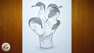 Draw a MEDUSA Inspired Hand with Snakes for Fingers -|- step by step 