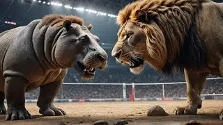 GIANT Hippopotamus Faces Off Against MASSIVE Lion In Epic Battle Royale #animals #Wild 