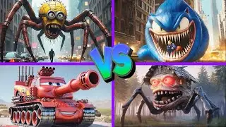 House Head🆚Sonic Worm🆚Minion Worm🆚McQueen Tank - Tiles Hop EDM Rush 🎶
