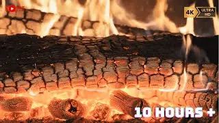 10 Hours+ Cozy Fireplace 4K 🔥 Crackling Fire Sounds for Sleep & Relaxation