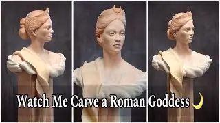 Carving a Wood Sculpture Of Roman Goddess Diana 🌙  Lucas Kost Wood Carving