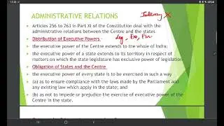 ADMINISTRATIVE RELATIONS  BETWEEN UNION AND THE STATES  | CENTRE STATE ADMINISTRATIVE RELATIONS