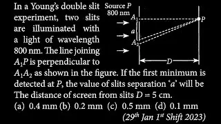 In a Young's double slit Source P 800 nm OP DTS 21 Q2