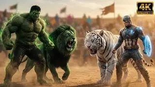⚔️ Ferocious HULK Lion vs Massive Captain America Lion | Ultimate Superhero Animal Battle (4K)