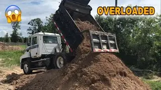 OVERLOADED dump truck, hauling dirt with my MACK dump truck