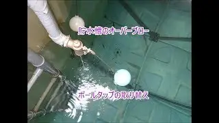 貯水槽のオーバーフローと給水不良のためのボールタップ取り替え作業