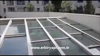 Swimming Pool Retractable Glass Roof,  ERBİR YAPI, Sliding Glass Roof