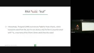 [SEALS 33] Nathaniel HIROZ &ldquo;Proto‐Austroasiatic disyllables: Reconstructing vowel qualities ...