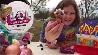 SOFIA'S BIRTHDAY!  She is unwrappping 2 LOL Glitter Dolls, and 2 LOL PETS