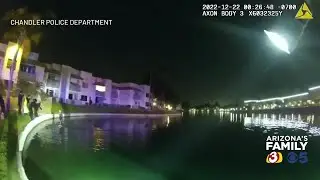 VIDEO: Alleged DUI driver swims out of Chandler lake after crashing car
