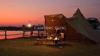 Day 4: Winter Camping by the River | Sunset, Red Wine & Grilled Lamb Ribs 🍷🥩