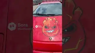 Custom Lava Red hood wrap on Lamborghini Diablo In Bangkok | ￼AI Sora