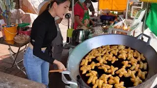 Amazing Skill ! How to make Deep Fried Dough - Sold out Fast | Thai Street Food