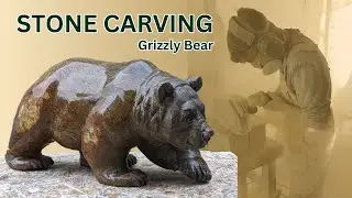 Soapstone Carving - Grizzly Bear With Autumn Colors