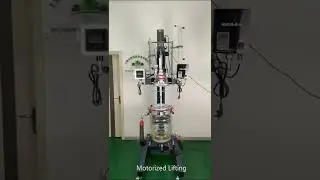 HJLab chemical synthesis motorized lifting hand tilting PH online measurement Glass Reactor
