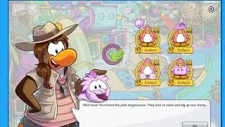 Club Penguin Online Puffle Party, Pink Stegosaurus Puffle Hidden Location
