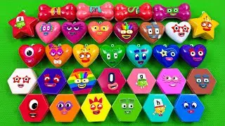 Numberblocks &ndash; Looking 🌈 Slime & Clay with Mini Hearts, Hexagon Coloring! Satisfying Videos ASMR