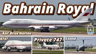 Bahrain Royal Flight Private BOEING 747 - At RAF Brize Norton (BZZ) LOUD Spool Up & Steep Climb - 4K