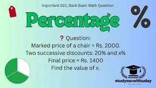 Marked price of a chair is Rs. 2000. After giving two successive discounts of 20 percent........