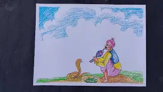 How to draw snake charmer been/with oill pastel colour.How to draw snake charmer step by step.