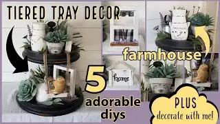 5 MUST SEE~Adorable & Gorgeous Farmhouse Tiered Tray DIYS~Dollar Store Farmhouse Decor Ideas