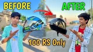 Helmet Modification In Just 100 Rs || Helmet Wrap || Make Your Helmet Glossy Black In Just 100 Rs