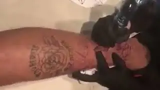 Boonk Gang John Gabbana gets a tattoo on his leg (must watch)