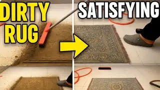 Horribly mossy and dirty rug satisfying cleaning| same