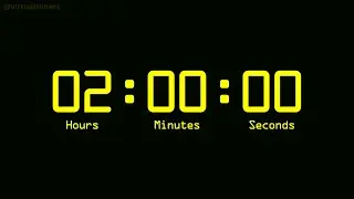2 Hours Countdown Timer with Alarm & Time Markers / Chapters - Retro Digital - Yellow