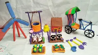 Diy miniature clay farm model from air dry clay. 