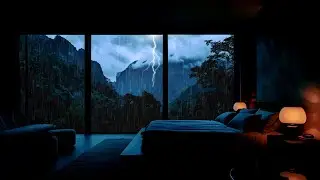 Heavy Rain on Corner Window 🌧️ Cozy Bedroom Ambience for Deep Sleep, Study & Focus