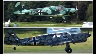4Kᵁᴴᴰ Gomhouria Mk.6 (B&uuml;cker B&uuml; 181) & Nord 1002 (Bf 108 Taifun) Arrival @ Hahnweide Airshow 2019